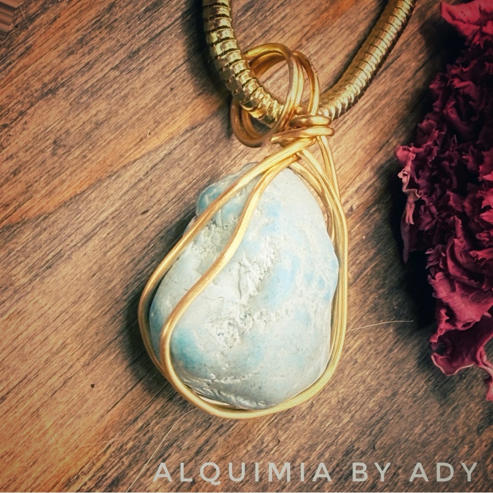 STATEMENT GOLD + TURQUOISE GOLD necklace - Picture 2 of 2